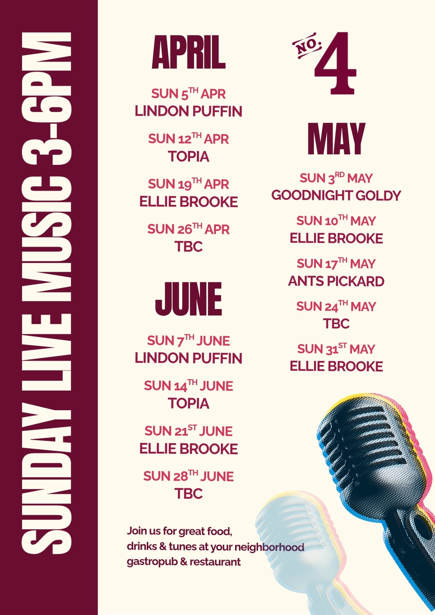 Live Music Line Up Poster A3