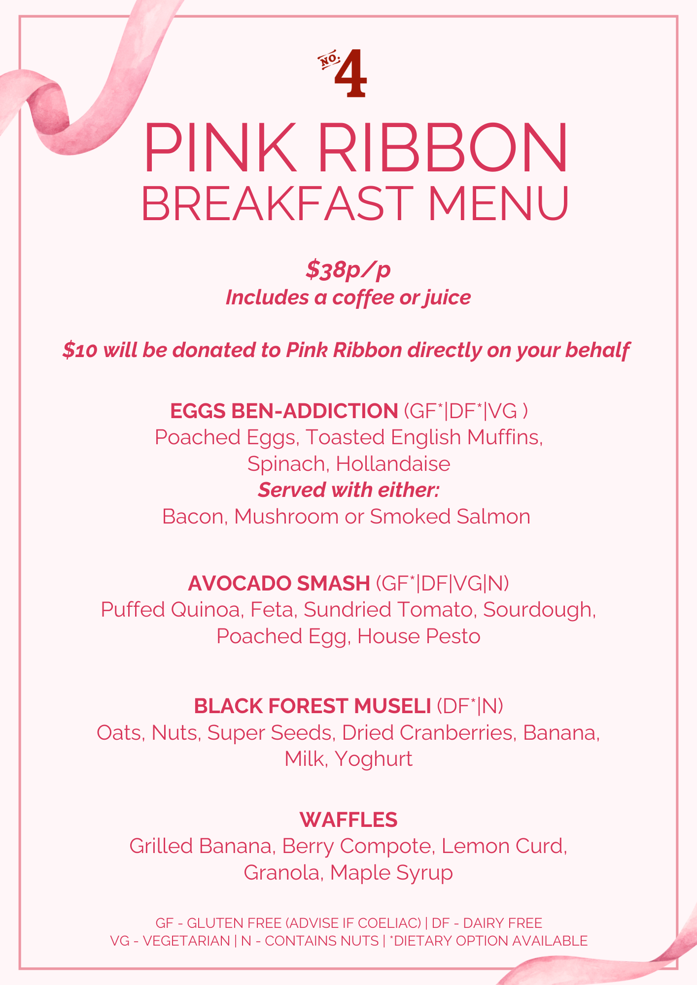 Pink Ribbon Food Menu